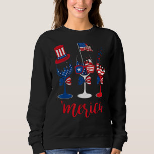 Amerika trinkt Weingläser 4. Juli Sweatshirt