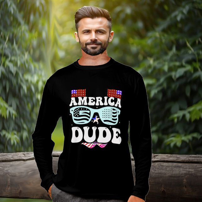 Amerika Typ Chic US Flagge Red White Blue Tri-Blend Shirt (America Dude Chic Stars and Stripes Red White Blue Tri-Blend Shirt)