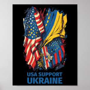 Amerika Ukrayina USA Unterstütze Ukraine Und Kiew  Poster