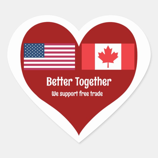 Amerika und Kanada besser zusammenführen Herz-Aufkleber (Vorderseite)