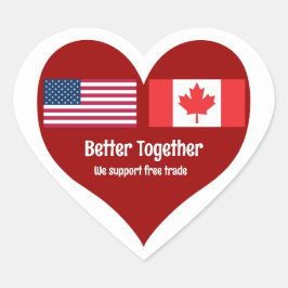 Amerika und Kanada besser zusammenführen Herz-Aufkleber