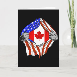 Amerika USA Kanadische Flagge Brust Kanadische Wur Karte