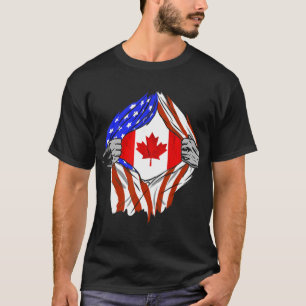 Amerika USA Kanadische Flagge Brust Kanadische Wur T-Shirt