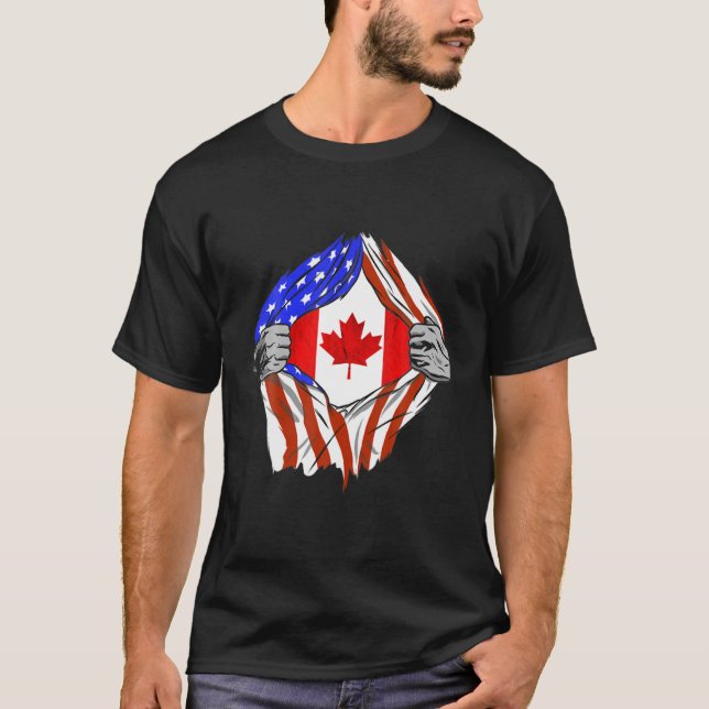 Amerika USA Kanadische Flaggenchester Kanadische R T-Shirt (Vorderseite)