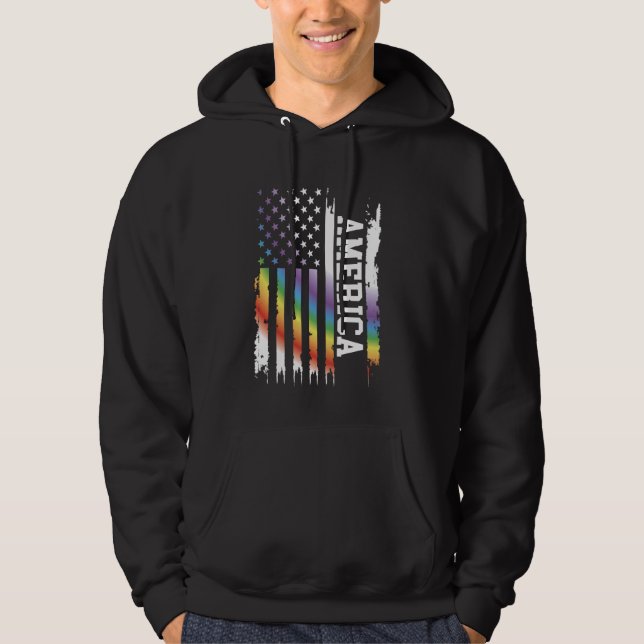 Amerika - Vereinigte Staaten stört Regenbogen unte Hoodie (Vorderseite)