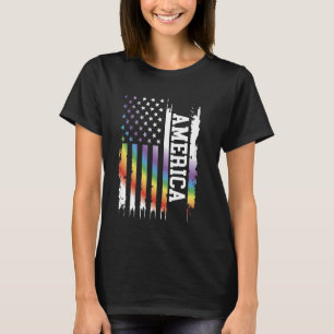 Amerika - Vereinigte Staaten stört Regenbogen unte T-Shirt