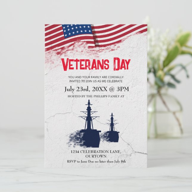 Amerika Veterans Day Patriotic Invite, Einladung (Stehend Vorderseite)