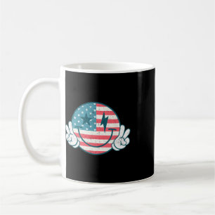 Amerika Vibes Lächeln Gesicht Amerikanische Flagge Kaffeetasse