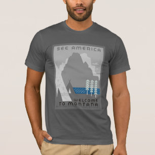 Amerika Vintag Montana Reiseplakat T-Shirt