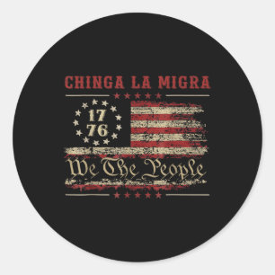 Amerika Vintage Chinga La Migra-Shirt für Männer F Runder Aufkleber