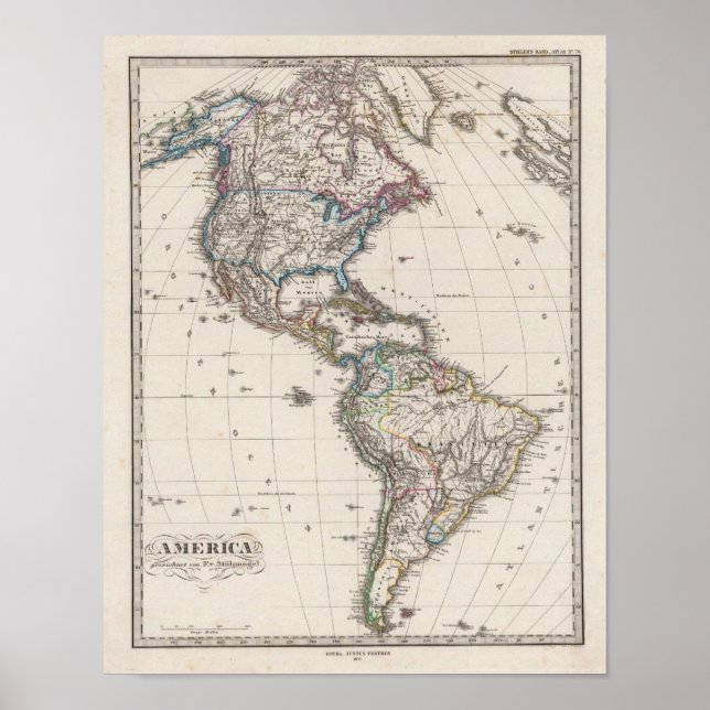 Amerika von Stieler Poster (Vorne)