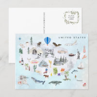 Amerika | Watercolor Illustriert USA Map