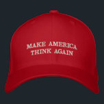 Amerika wieder an die MAGA-Parody-Wahl 2020 denken Bestickte Baseballkappe<br><div class="desc">Eine Drehung des ikonischen Slogans "Make America Great Again"- "Make America Think Again"- Custom, MAGA Parodie, bestickt, rot Baseballkappe / Hut, für Demokraten, um ihre Unterstützung für Präsident Donald Trump zu zeigen. Macht ein großes politisches Geschenk für Ihre Lieben, Freunde und Familie, zum Geburtstag, Väter Tag, die Präsidentschaftswahlen 2020, Wahlen...</div>