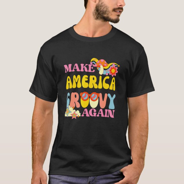 Amerika wieder zum Erwachen bringen 70er Retro Pea T-Shirt (Vorderseite)