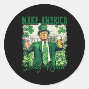 Amerika wieder zum Glück bringen Trump-Bier-Kleebl Runder Aufkleber