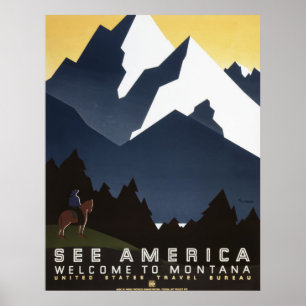 Amerika Willkommen in Montana Poster