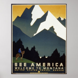 Amerika Willkommen in Montana Poster