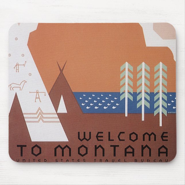 Amerika Willkommen in Montana, Vintage Travel Mousepad (Vorne)