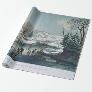 AMERIKA WINTER Vintage Weihnachtspapier Geschenkpapier
