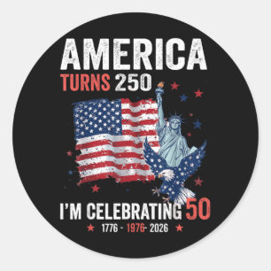Amerika wird 250, 50 patriotische Feiern Runder Aufkleber