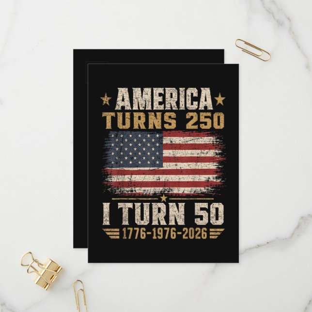 Amerika wird 250, ich werde 50 einladungspostkarte (Vorderseite/Rückseite Beispiel)