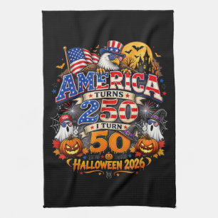 Amerika wird 250 ich werde 50 lustiges Halloween 2 Geschirrtuch