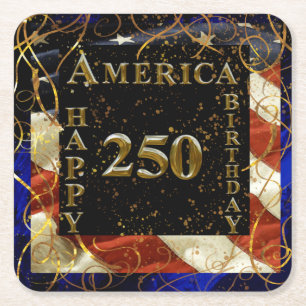 Amerika, zum 250. Geburtstag alles Gute! Rechteckiger Pappuntersetzer