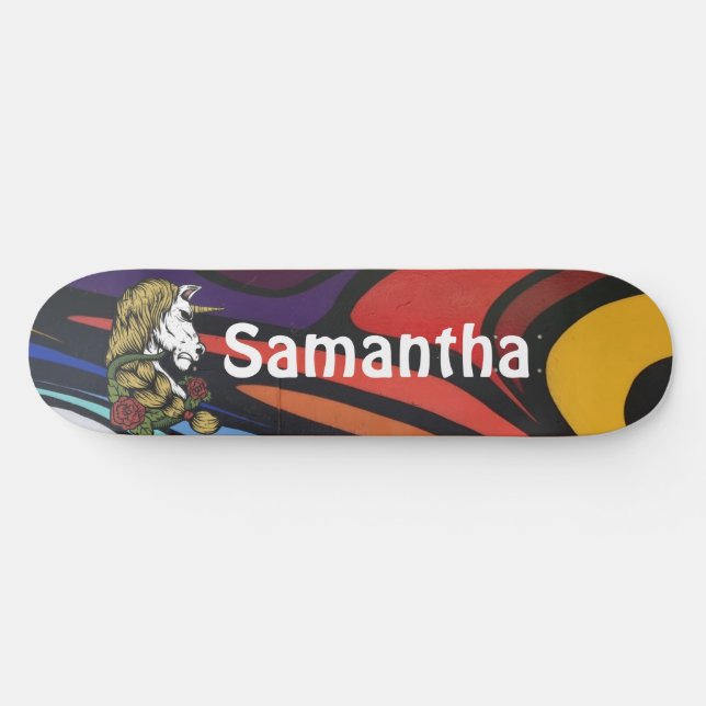 AMERIKAN GRAFFIT Personalisiertes Einhorn Skateboard (Horizontal)