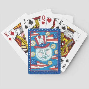AMERIKANA FOLGT KUNSTPATRIOTISCHER MANN IM Mond Spielkarten