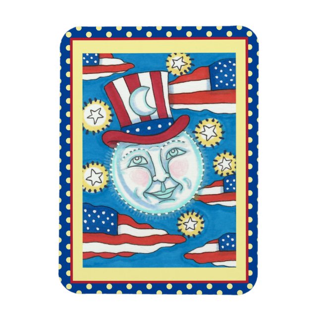 AMERIKANA FOLKART PATRIOTISCHER MANN IM MUND MAGNET (Vertikal)
