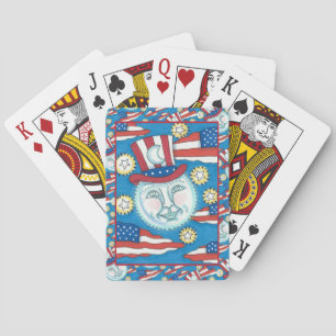 AMERIKANA FOLKART PATRIOTISCHER MANN IM MUND SPIELKARTEN