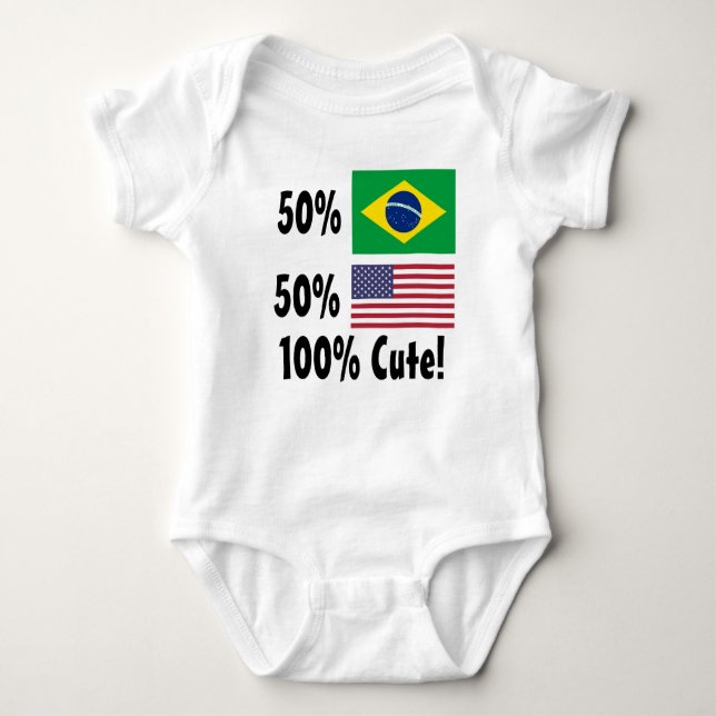 Amerikaner 100% 50% Brasilianer-50% niedlich Baby Strampler (Vorderseite)