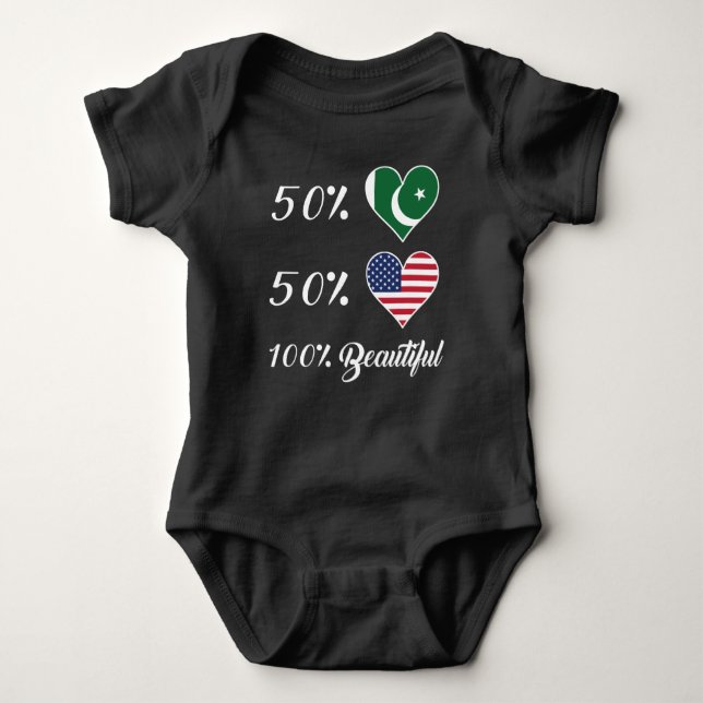 Amerikaner 50% Pakistaner-50% 100% schön Baby Strampler (Vorderseite)