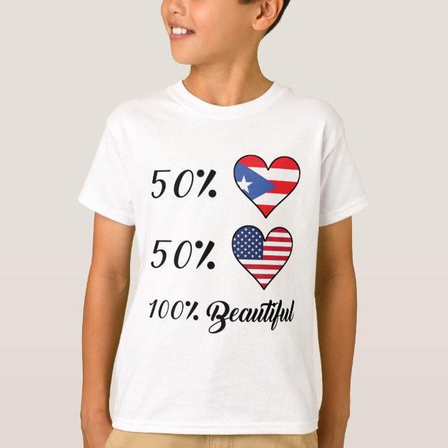 Amerikaner 50% Puertorikaner-50% 100% schön T-Shirt (Vorderseite)