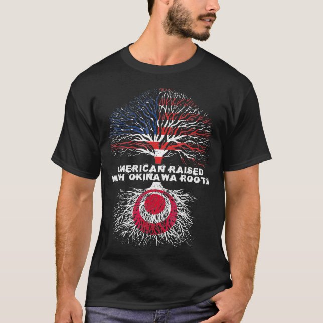Amerikaner aufgewachsen mit Okinawa Roots Japan T-Shirt (Vorderseite)