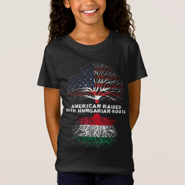 Amerikaner aufgewachsen mit Ungarn Roots Ungarn T-Shirt (Vorderseite)