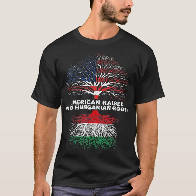 Amerikaner aufgewachsen mit Ungarn Roots Ungarn T-Shirt (Vorderseite)