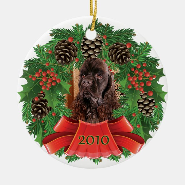 Amerikaner-Cocker Keramik Ornament (Vorne)