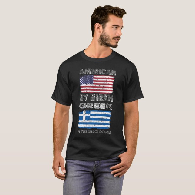 Amerikaner durch Geburts-Griechen durch Gnade T-Shirt (Vorne ganz)