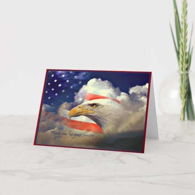Amerikaner Eagle danken Ihnen Veteranen-Tageskarte Dankeskarte (Vorderseite)