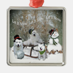 Amerikaner Eskimo lässt es schnee Ornament Aus Metall