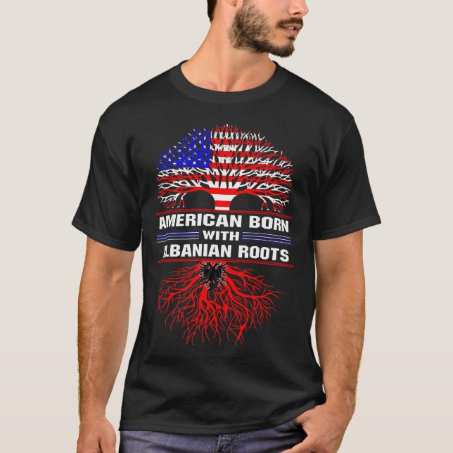 Amerikaner Geboren mit albanischen Rooten T-Shirt (Vorderseite)