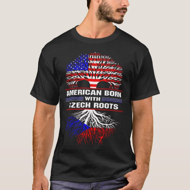 Amerikaner Geboren mit tschechischen Wurzeln T-Shirt (Vorderseite)