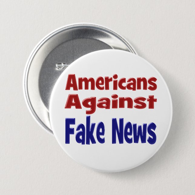 Amerikaner gegen Fake News rot blauer Text Button (Vorne & Hinten)