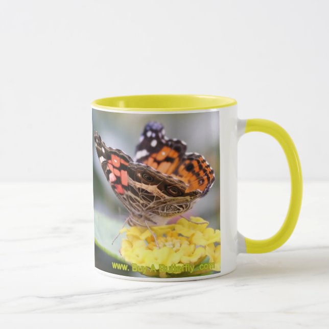 Amerikaner gemalte Dame Butterfly Lifecycle Coffee Tasse (Rechts)