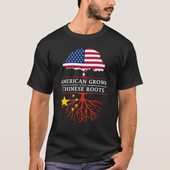 Amerikaner gewachsen mit Chinese-Wurzel-   T-Shirt (Vorderseite)
