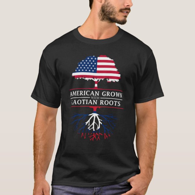 Amerikaner gewachsen mit Laotianer-Wurzel-   T-Shirt (Vorderseite)