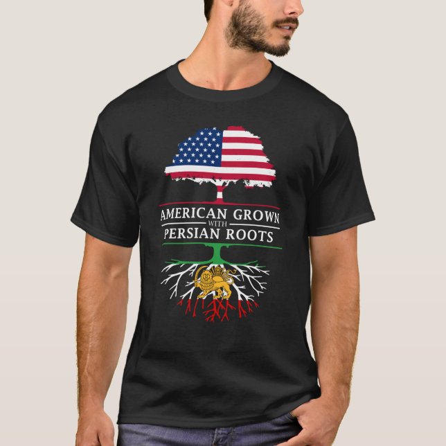 Amerikaner gewachsen mit Perser-Wurzel-   T-Shirt (Vorderseite)