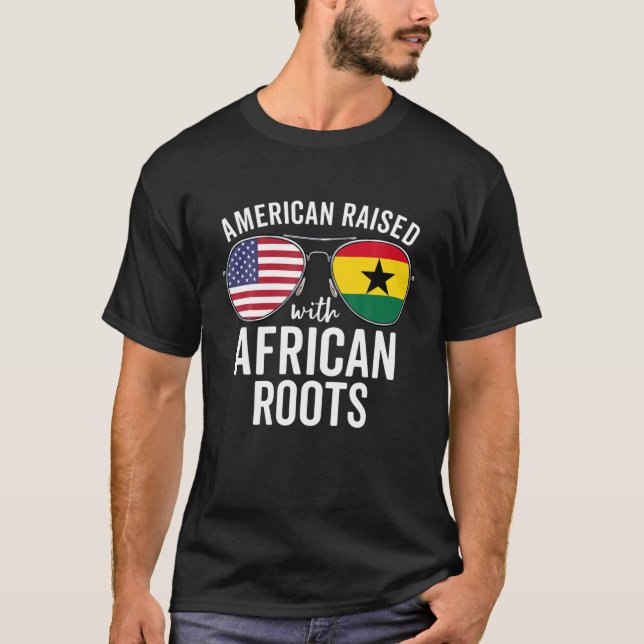 Amerikaner mit afrikanischer Roots-USA-Afrika-Flag T-Shirt (Vorderseite)