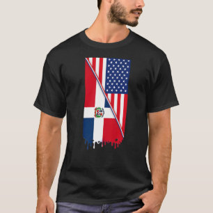 Amerikaner mit dominikanischem Roots-Flag-Outfit a T-Shirt